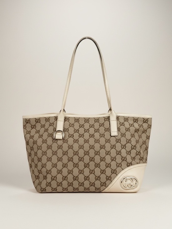 Gucci Handbags - Gucci | GG Canvas New Brit Tote Bag | Beige/Brown